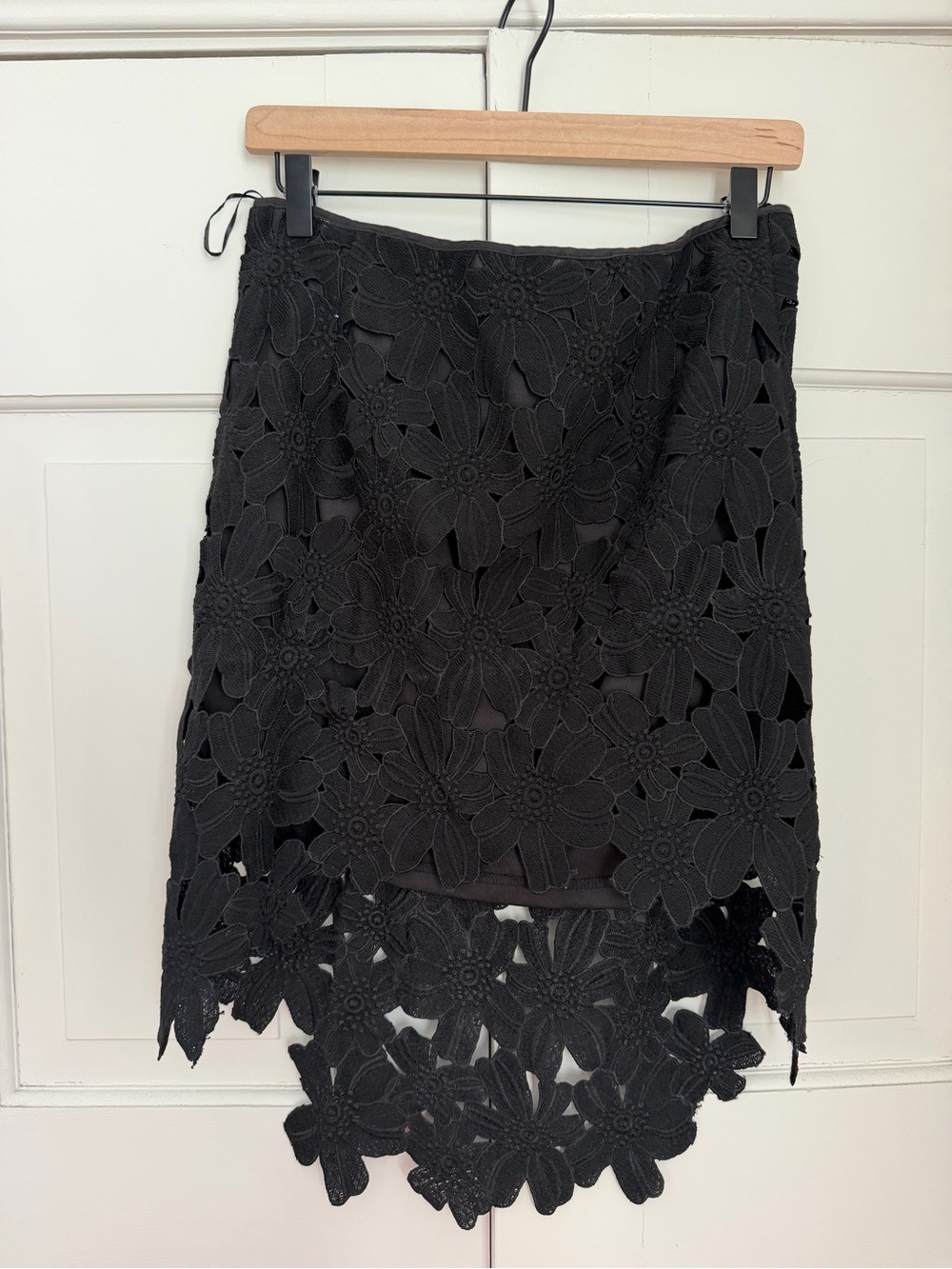 Signature Black Floral Lace High-Low Skirt